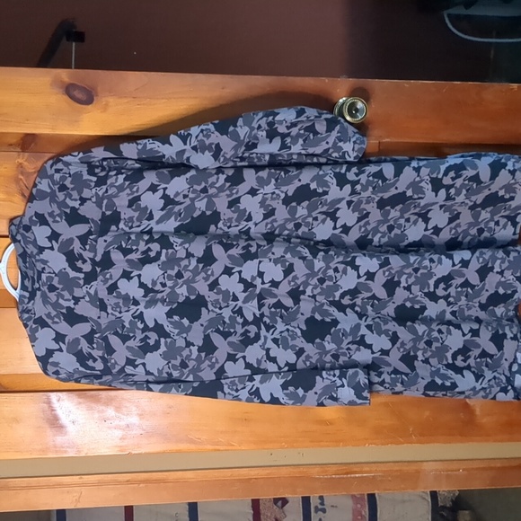 JOE FRESH+*  cotton blend long sleeve half button front collared midi dress camo - Picture 9 of 11